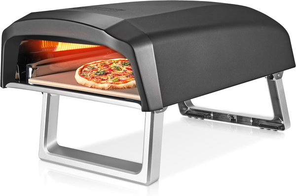Commercial Chef Pizza Oven Outdoor - Gas Pizza Oven Propane - Portable Pizza Ovens for Outside - Stone Brick Pizza Maker Oven Grill with Dual L-Shaped Burner