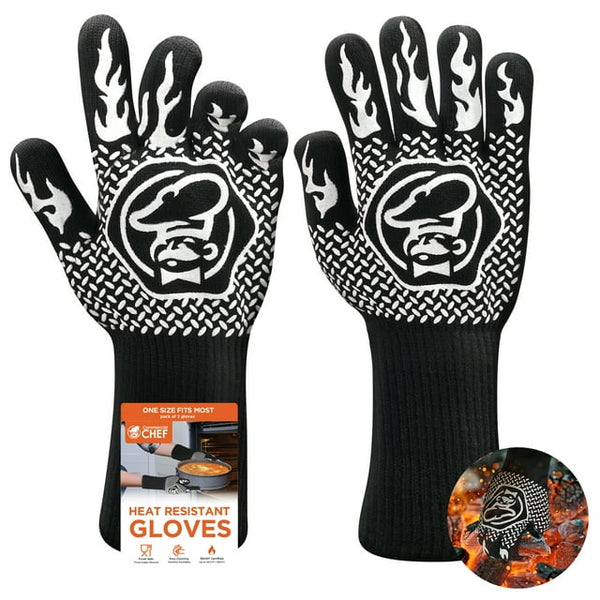 Commercial Chef Heat Resistant Oven Mitts with Non-Slip Grip - Grill Gloves - Kitchen Pot Holders