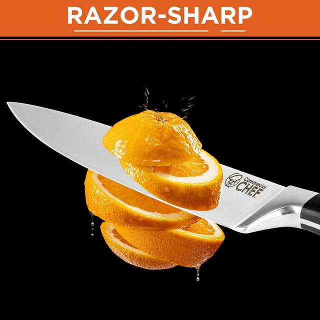 Commercial Chef Pro Chef Knife 8 inch Blade with Triple Rivet Ergonomic G10 Handle with Knife Sharpener - 7Cr17Mov High Carbon Stainless Steel Forged Chef's Knife Razor Sharp Full Tang Sharp Japanese