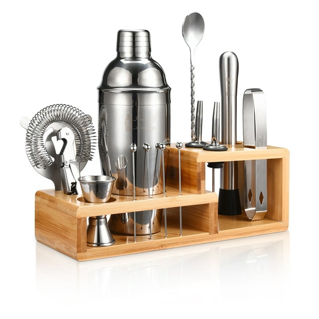 Touch of Mixology 14 Piece Stainless Steel Bartender Tools Kit Includes Cocktail Shaker - Wedding Registry