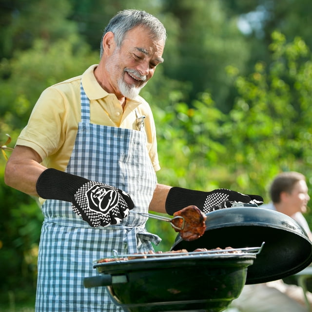 Commercial Chef Heat Resistant Oven Mitts with Non-Slip Grip - Grill Gloves - Kitchen Pot Holders