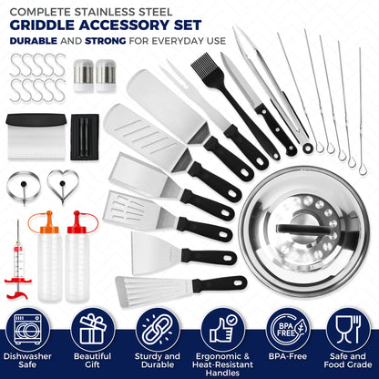 CHEFSPOT Blackstone Griddle Accessories Kit - Blackstone Accessories - Hibachi Flat Top Griddle Accessories for Weber Griddle - Griddle Spatula - Grill Accessories - Chef Accessories - 36PC