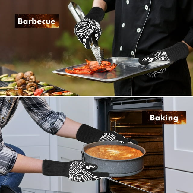 Commercial Chef Heat Resistant Oven Mitts with Non-Slip Grip - Grill Gloves - Kitchen Pot Holders