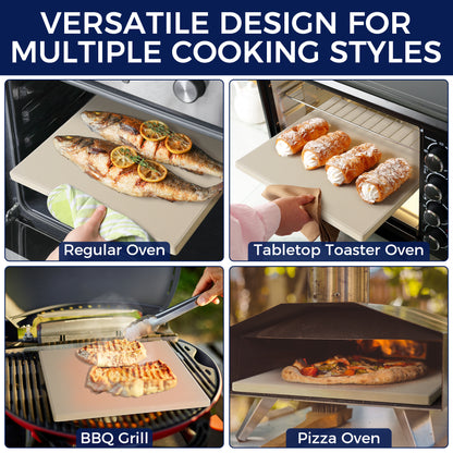 CHEFSPOT Cordierite Pizza Stone for Grill and Oven - 12 in. x 12 in. - 0.5 in. Thick