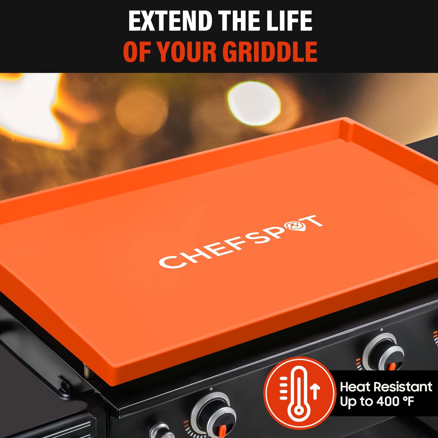 CHEFSPOT Griddle Mat Cover for 36 in. Blackstone and other Griddles - Grill Cover Protector (Orange)