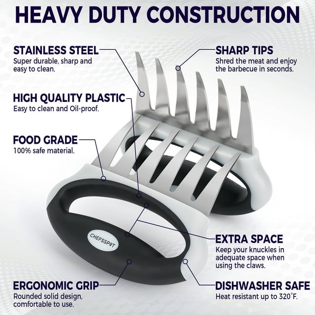 CHEFSPOT Stainless Steel Meat Shredder Claws with Ultra-Sharp Blades