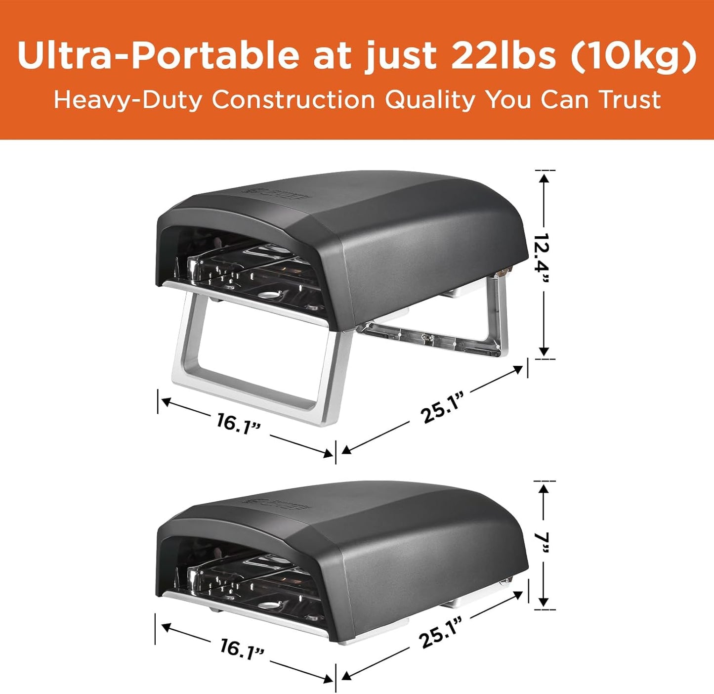 Commercial Chef Pizza Oven Outdoor - Gas Pizza Oven Propane - Portable Pizza Ovens for Outside - Stone Brick Pizza Maker Oven Grill with Dual L-Shaped Burner
