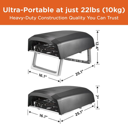 Commercial Chef Pizza Oven Outdoor - Gas Pizza Oven Propane - Portable Pizza Ovens for Outside - Stone Brick Pizza Maker Oven Grill with Dual L-Shaped Burner