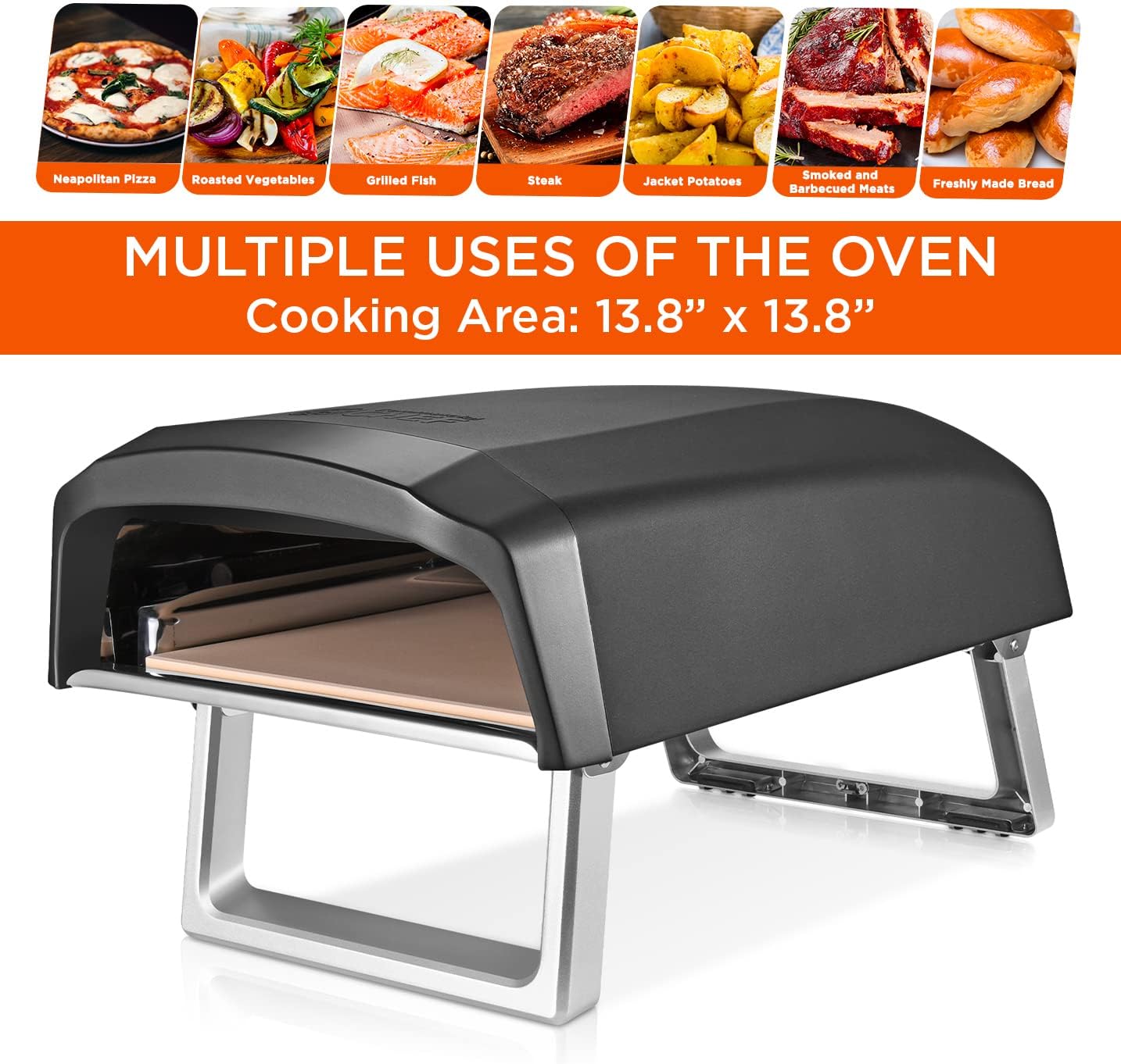 Commercial Chef Pizza Oven Outdoor - Gas Pizza Oven Propane - Portable Pizza Ovens for Outside - Stone Brick Pizza Maker Oven Grill with Dual L-Shaped Burner