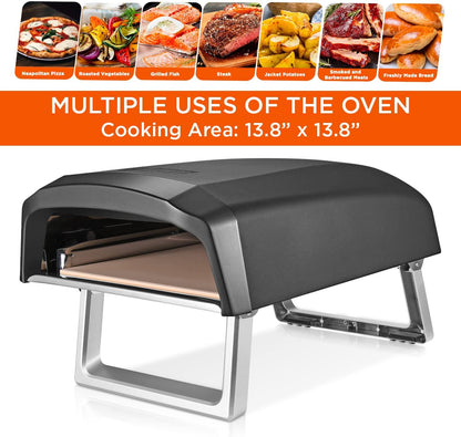 Commercial Chef Pizza Oven Outdoor - Gas Pizza Oven Propane - Portable Pizza Ovens for Outside - Stone Brick Pizza Maker Oven Grill with Dual L-Shaped Burner