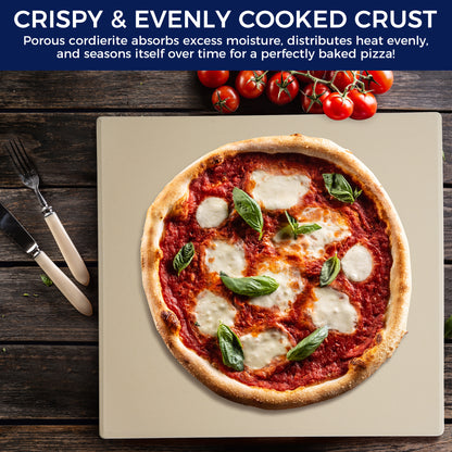 CHEFSPOT Cordierite Pizza Stone for Grill and Oven - 12 in. x 12 in. - 0.5 in. Thick