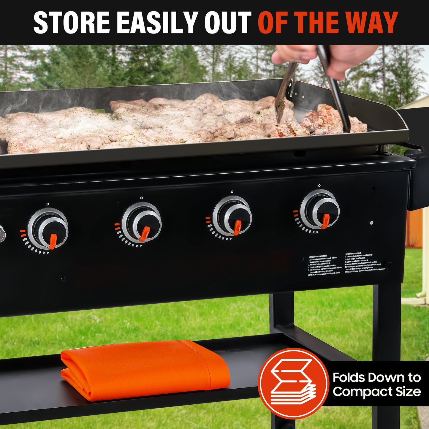 CHEFSPOT Griddle Mat Cover for 36 in. Blackstone and other Griddles - Grill Cover Protector (Orange)