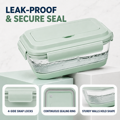 Collapsible Bento Lunch Box 41 oz with Utensils, Silicone, Leak-Proof