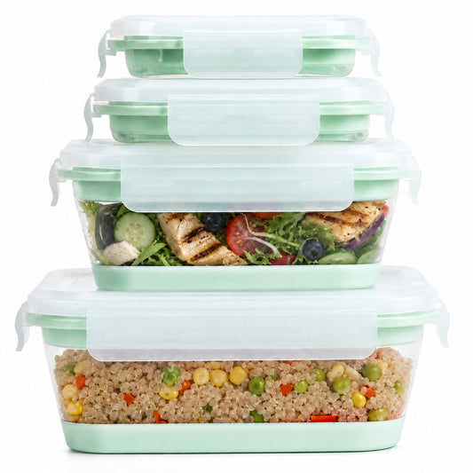 CHEFSPOT Collapsible Food Storage Containers 4-Pack, Square & Rectangle 16.9-40.6 oz Silicone Meal Prep Set, Leak-Proof