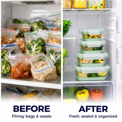 CHEFSPOT Collapsible Food Storage Containers 4-Pack, Square & Rectangle 16.9-40.6 oz Silicone Meal Prep Set, Leak-Proof