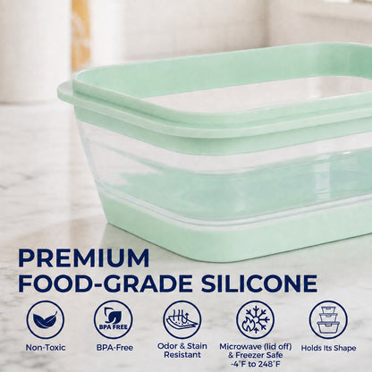 CHEFSPOT Collapsible Food Storage Containers 4-Pack, Square & Rectangle 16.9-40.6 oz Silicone Meal Prep Set, Leak-Proof