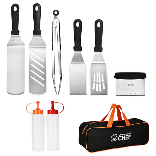 Commercial Chef 9-Piece Stainless Steel Griddle Accessories Kit for Blackstone and Flat Top Grills