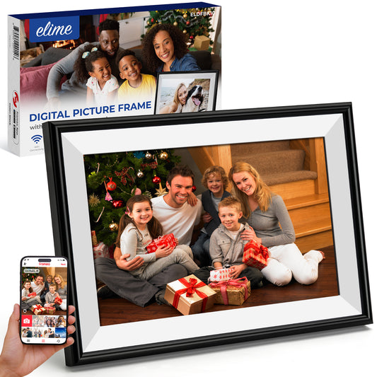 ELIME 10.1 inch WiFi Frameo Digital Picture Frame - 16GB Storage, 1280x800 IPS Touch Screen, MicroSD Expandable (Midnight Black)