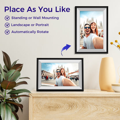 ELIME 10.1 inch WiFi Frameo Digital Picture Frame - 16GB Storage, 1280x800 IPS Touch Screen, MicroSD Expandable (Midnight Black)