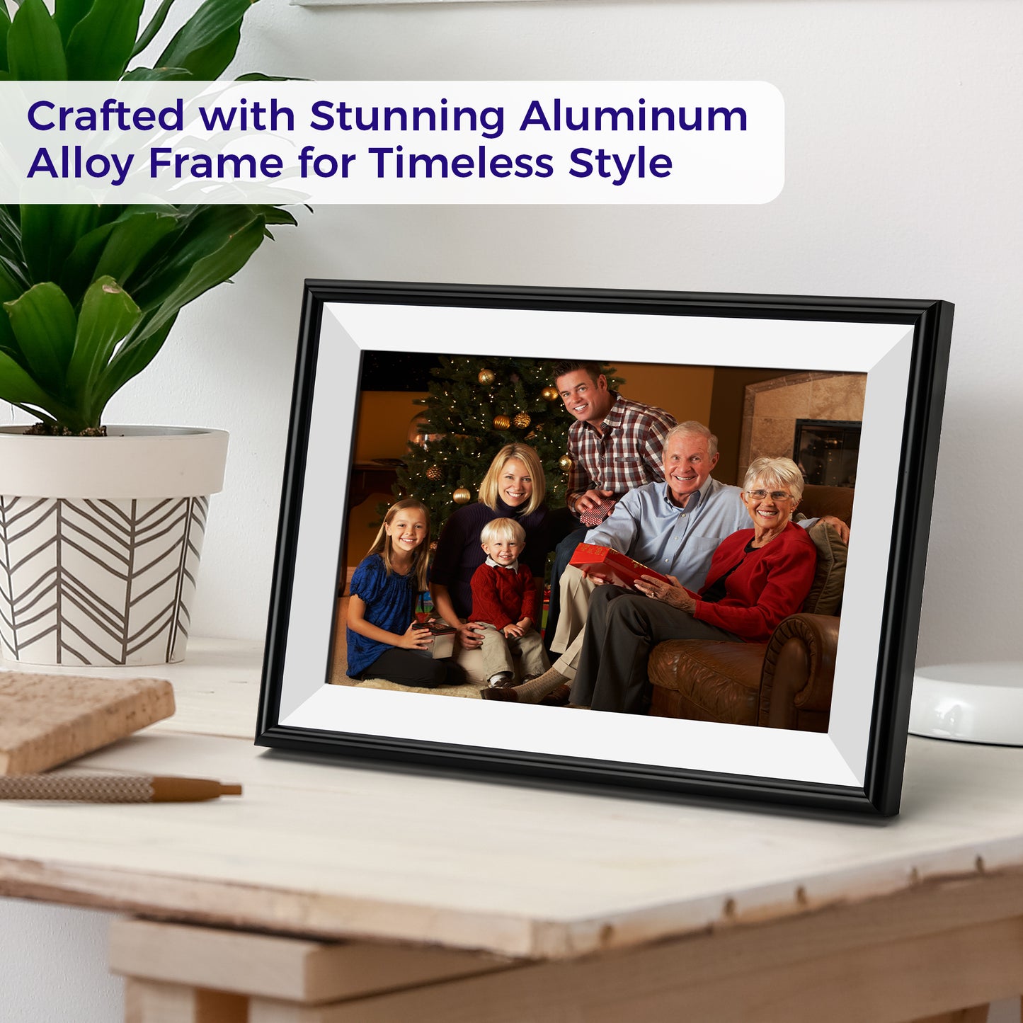 ELIME 10.1 inch WiFi Frameo Digital Picture Frame - 16GB Storage, 1280x800 IPS Touch Screen, MicroSD Expandable (Midnight Black)