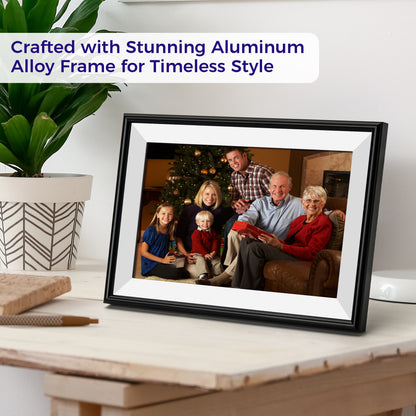 ELIME 10.1 inch WiFi Frameo Digital Picture Frame - 16GB Storage, 1280x800 IPS Touch Screen, MicroSD Expandable (Midnight Black)